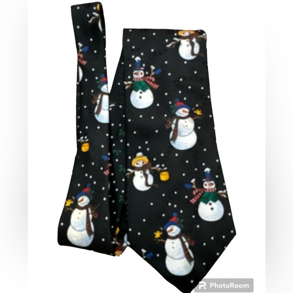 Yule Tie Greetings MMG By Hallmark Black With Snowman Theme Christmas Winter - Picture 1 of 5